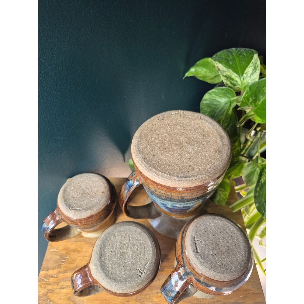 Vintage Studio Pottery Pitcher Mug Set Handmade Stoneware Rustic Farmhouse - Picture 4 of 5